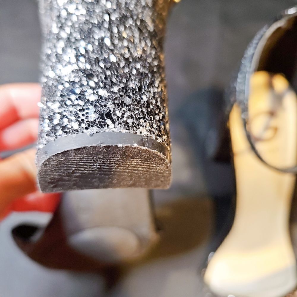 G By Guess Black, Sparkly High Heel Open Toe Shoe… - image 5
